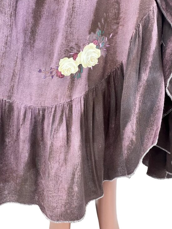 Vtg Free People Boho Embroidered Maxi Skirt| Boho Grunge Fairycore Dark Coquette - Picture 5 of 16